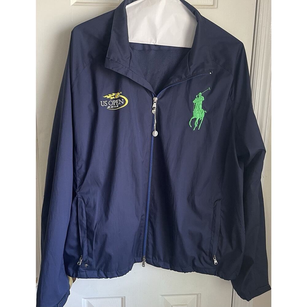 Polo Ralph Lauren US Open 2012 Windbreaker Jacket Navy Green XXL Full Zip Lined